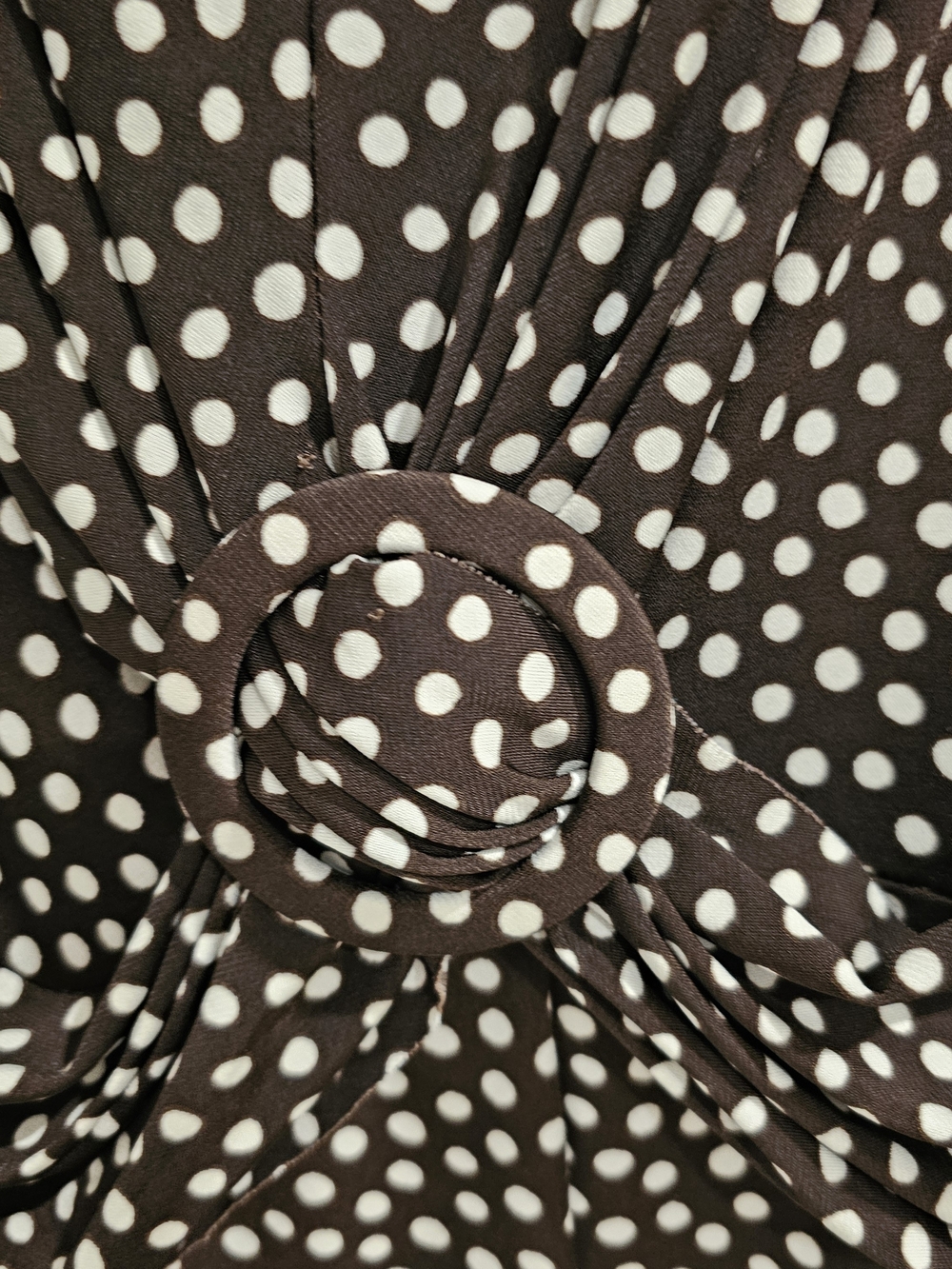 Penningtons Chocolate Brown Polka Dot Midi Dress Retro Pinup Cottagecore Office - Picture 6 of 11